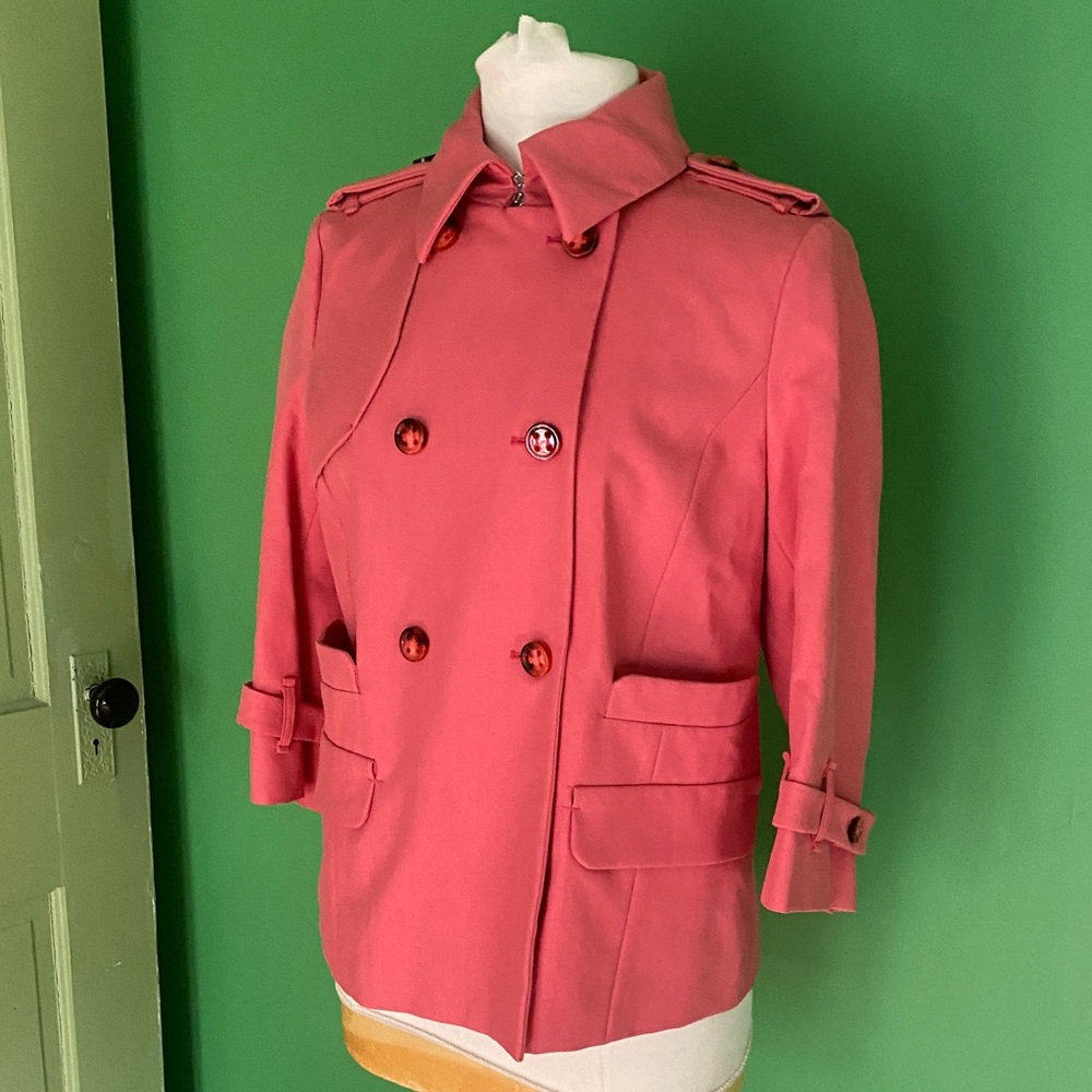 Max & Co MaxMara Coral pink Double-Breasted Trench Jacket 3/4 sleeve doll